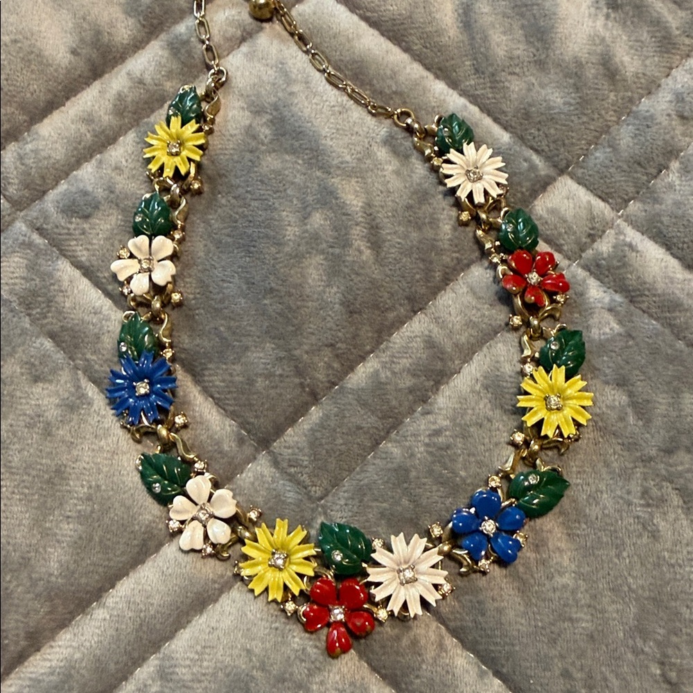 Floral Multicolor Enamel Necklace - Women Jewelry - Picture 6 of 6